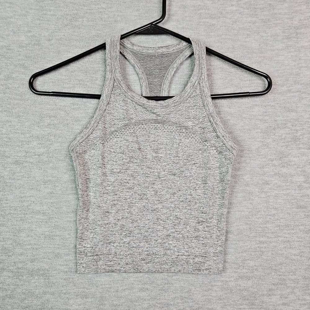 Lululemon Ebb to Street Racerback Crop Tank Top Heathered Grey Size 2